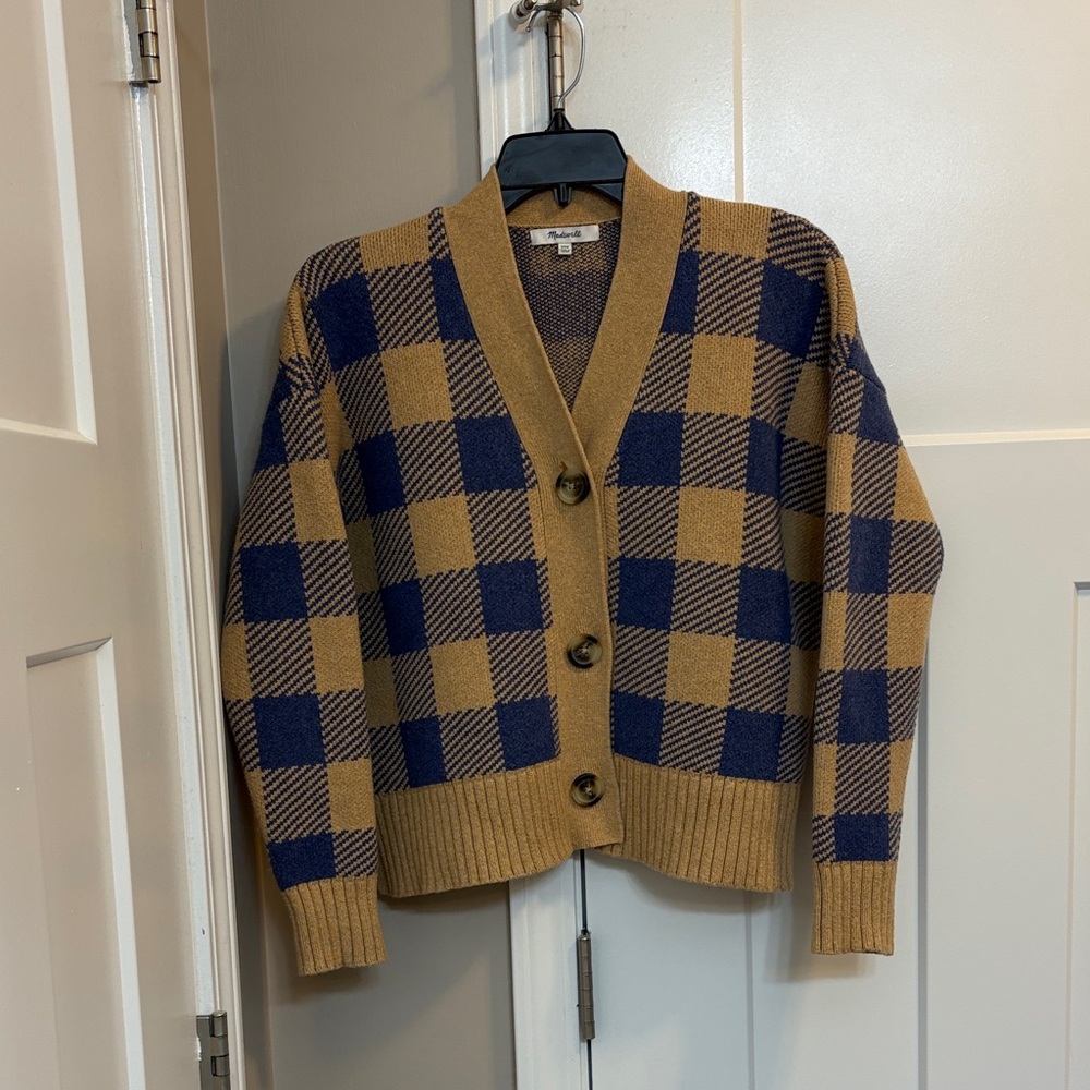 Madewell | Bayberry Cardigan Sweater in Buffalo Check